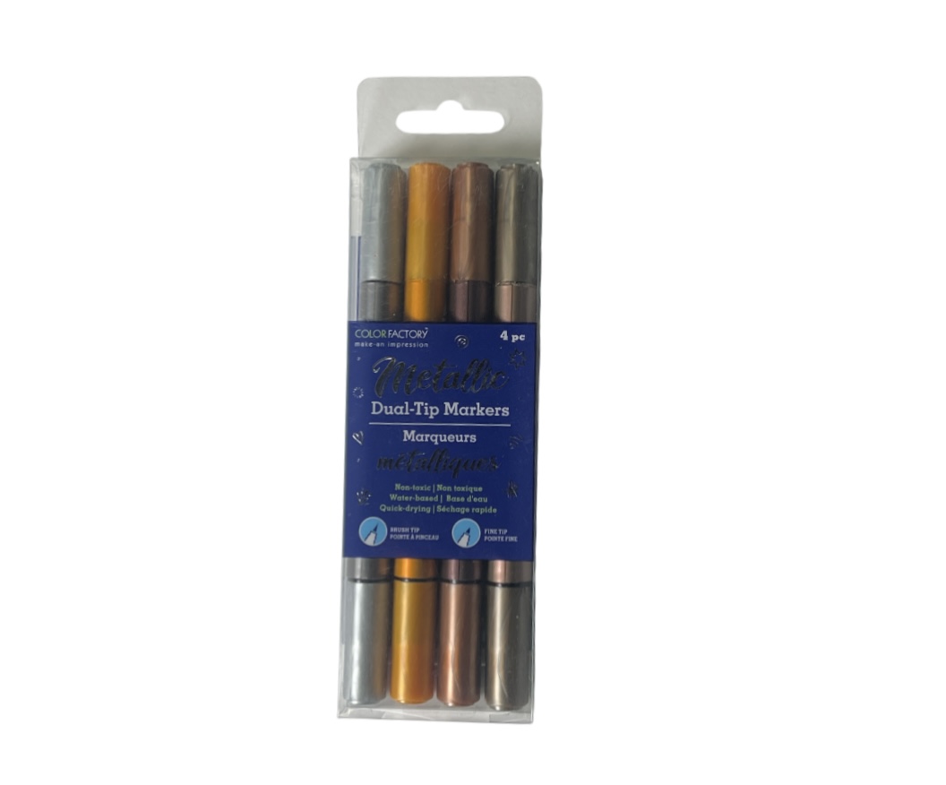 METALLIC DUAL-TIP MARKERS 4PC WATER BASED